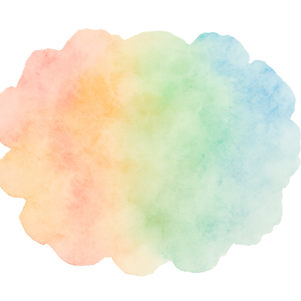 Pastel Rainbow Watercolor Splash on Transparent Background For Creative, Bright, And Soft Designs