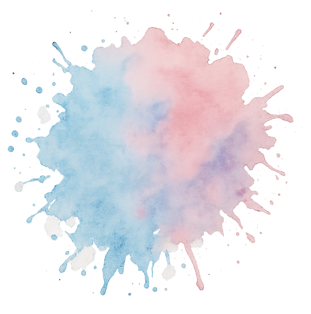 Pastel Watercolor Splash Abstract Background With Blue And Pink Paint Blot