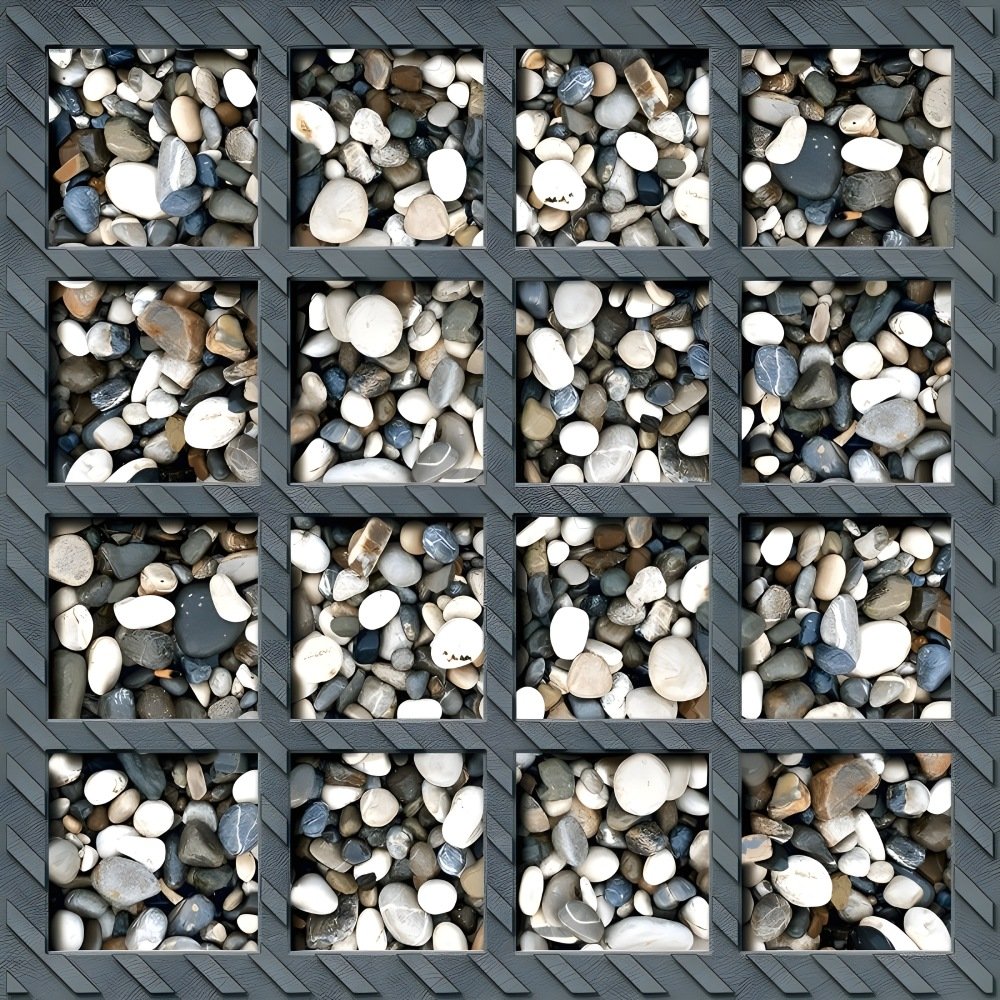 Pebble Mosaic Tile with Squared Frame