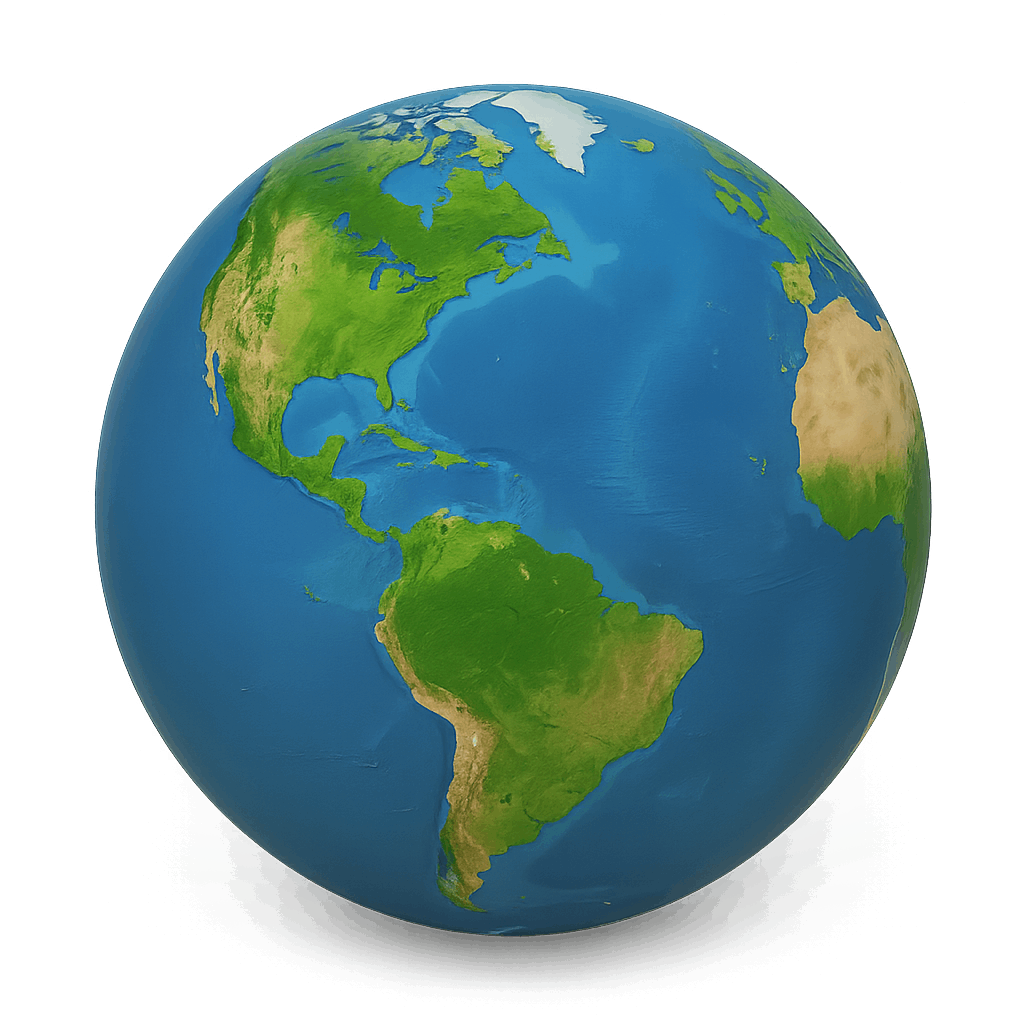 Planet Earth Featuring the Americas Continent Against Transparent Background