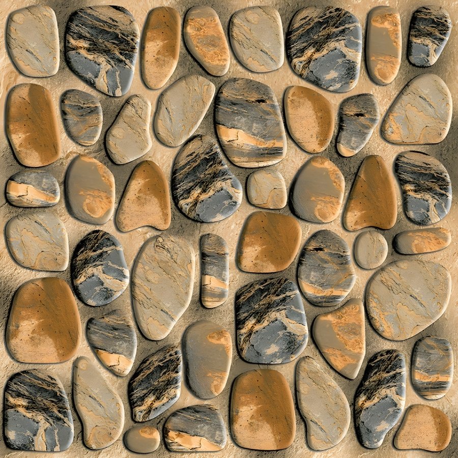 Polished River Pebble Stone Look Parking Tile