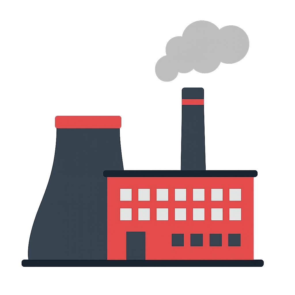 Power Plant Cooling Tower and Factory Transparent Background