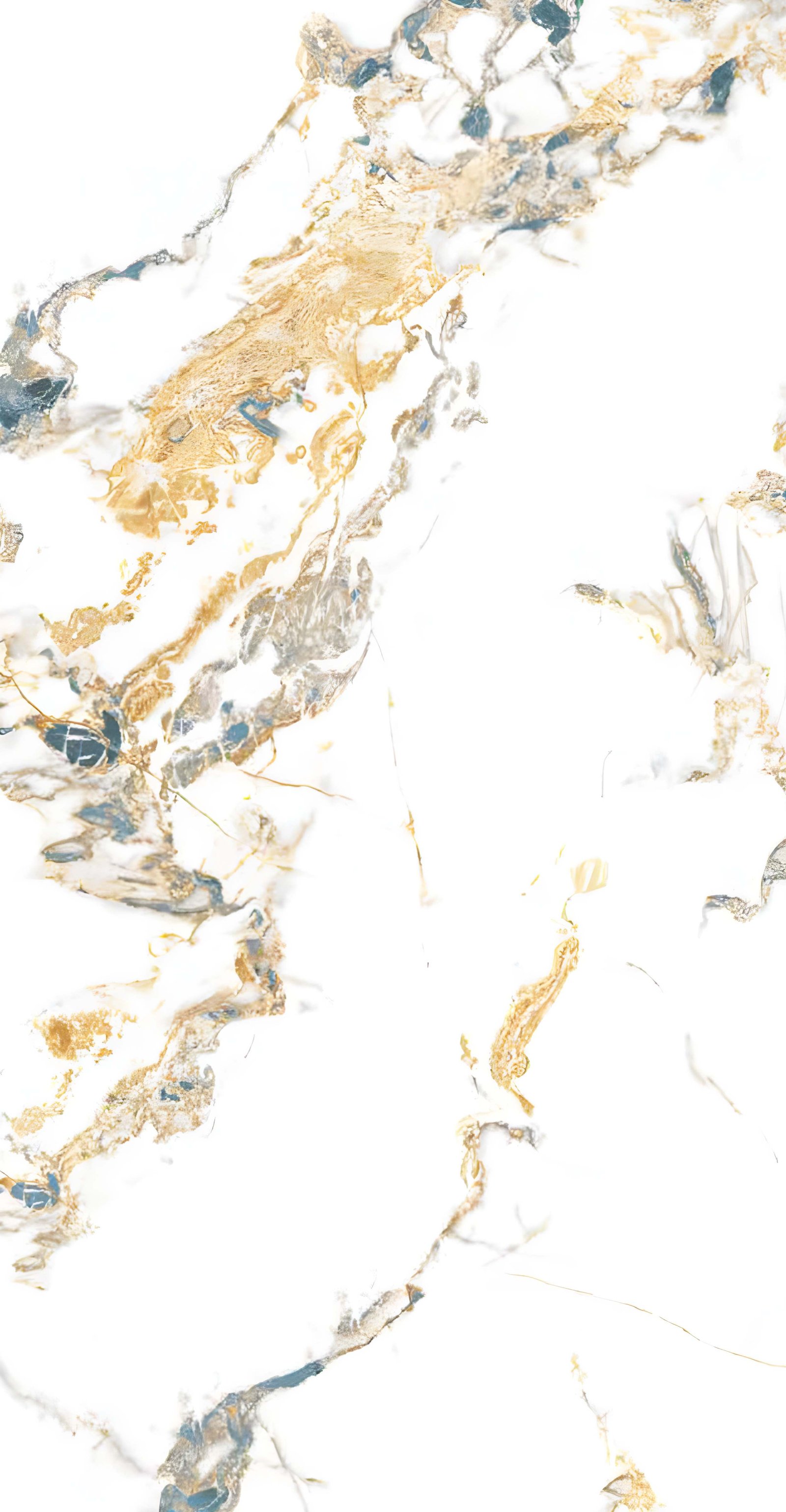 Pristine White Marble with Gold and Blue Veining