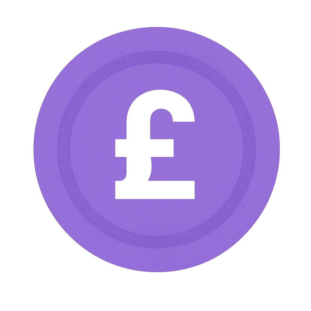Purple Pound Sterling Currency Icon