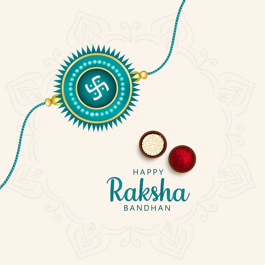 Raksha Bandhan Celebration with Rakhi and Traditional Tikka on Festive Background