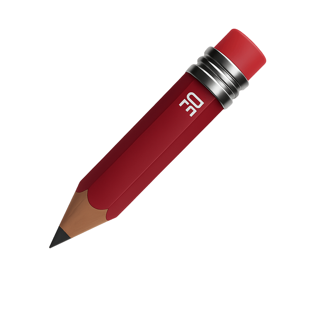 Realistic 3D Red Pencil Drawing Tool Icon