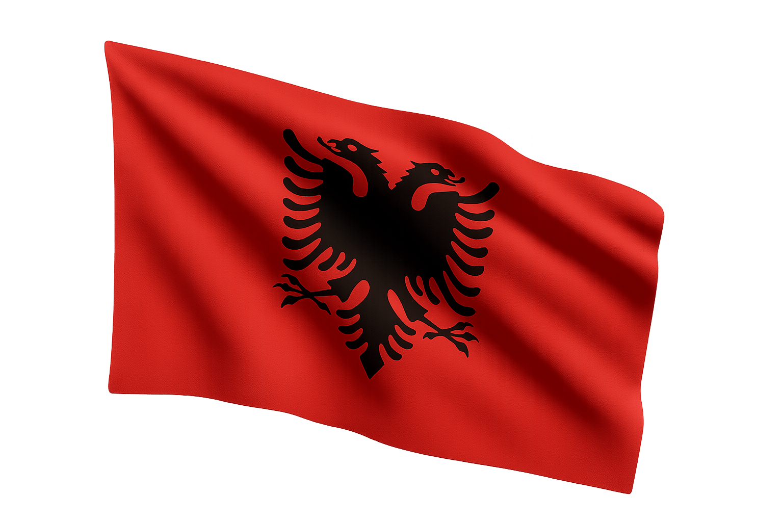 Realistic Albania Waving Flag Transparent Background