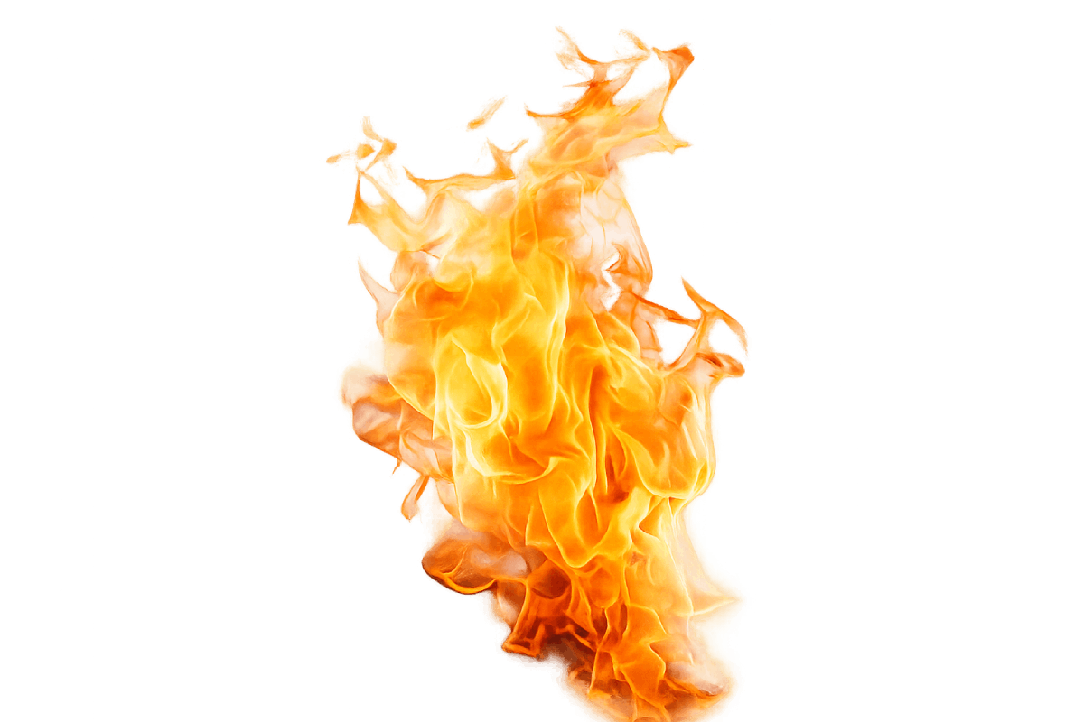 Realistic Bright Fire Flames Transparent Background