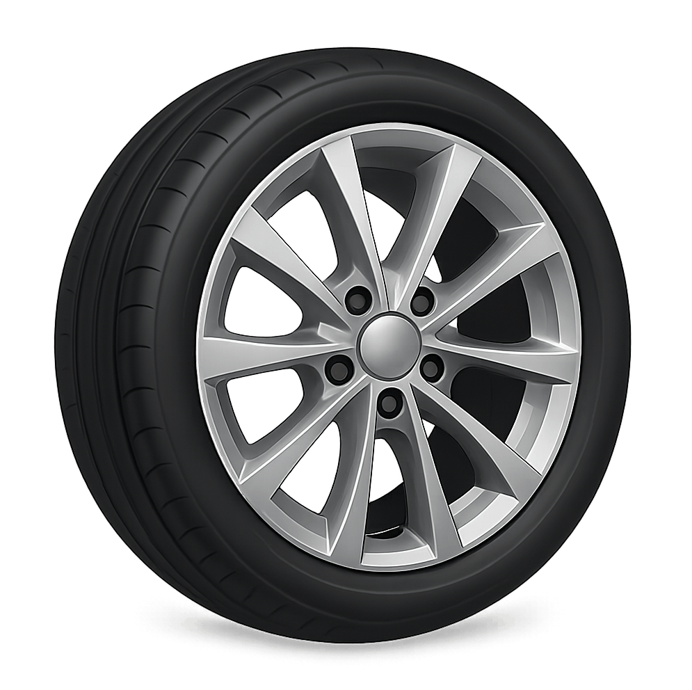 Realistic Car Wheel and Tire Transparent Background