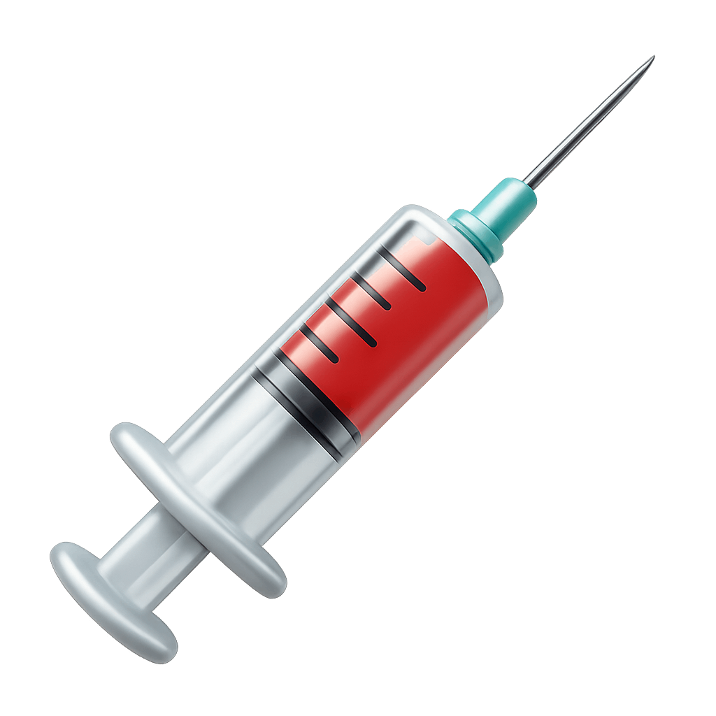 Realistic Medical Syringe Illustration with Red Liquid and Transparent Background