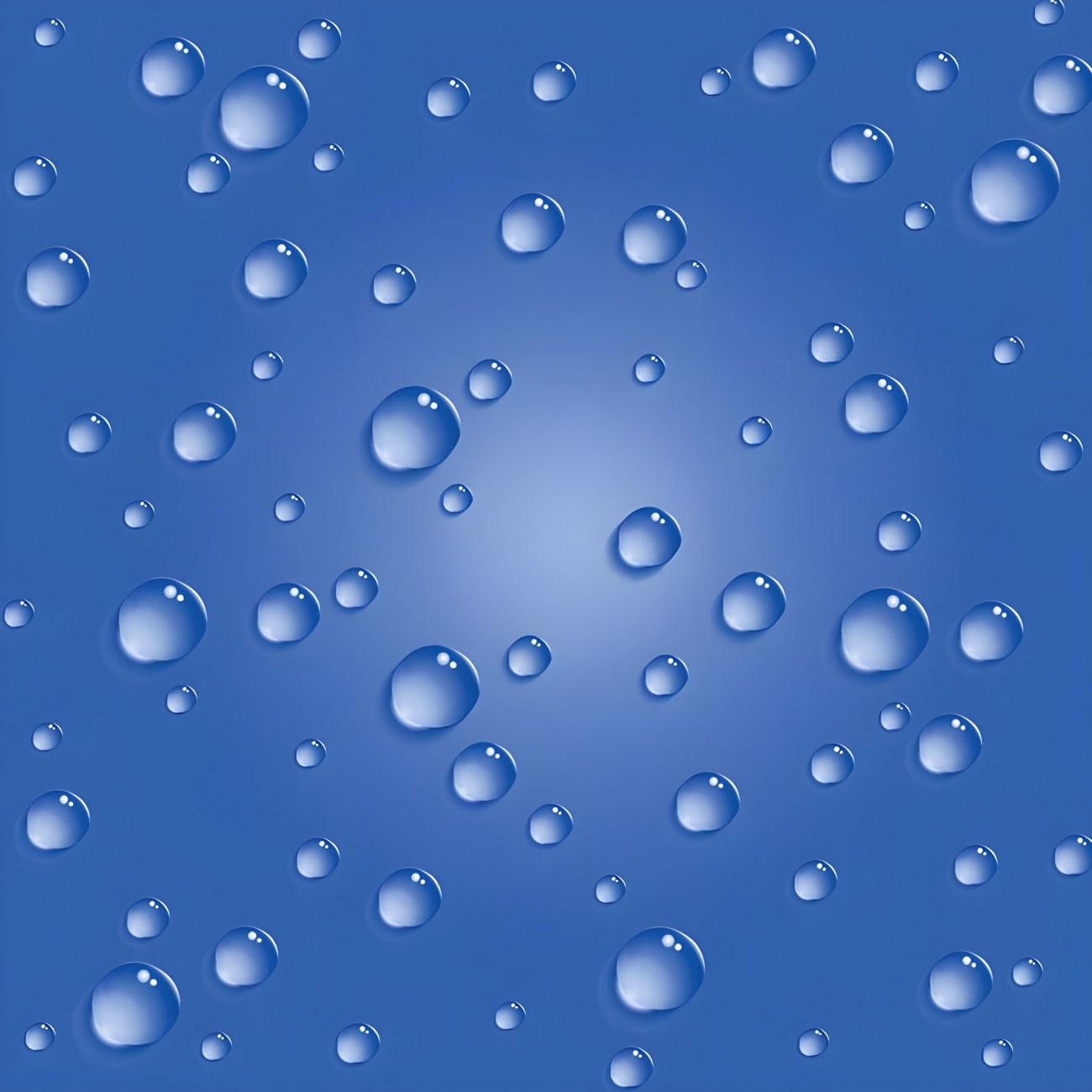 Realistic Water Droplets on Blue Surface
