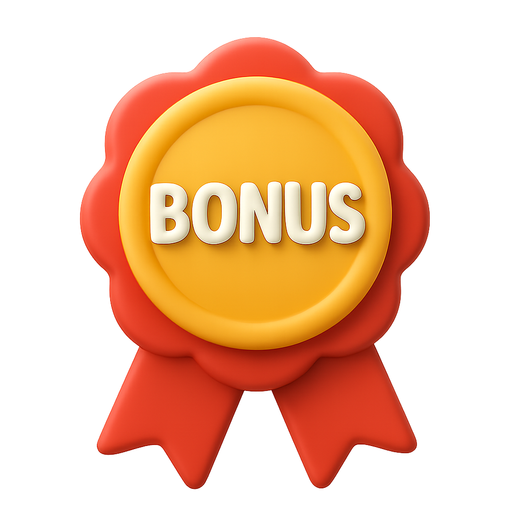 Red and Yellow Bonus Badge on a Transparent Background