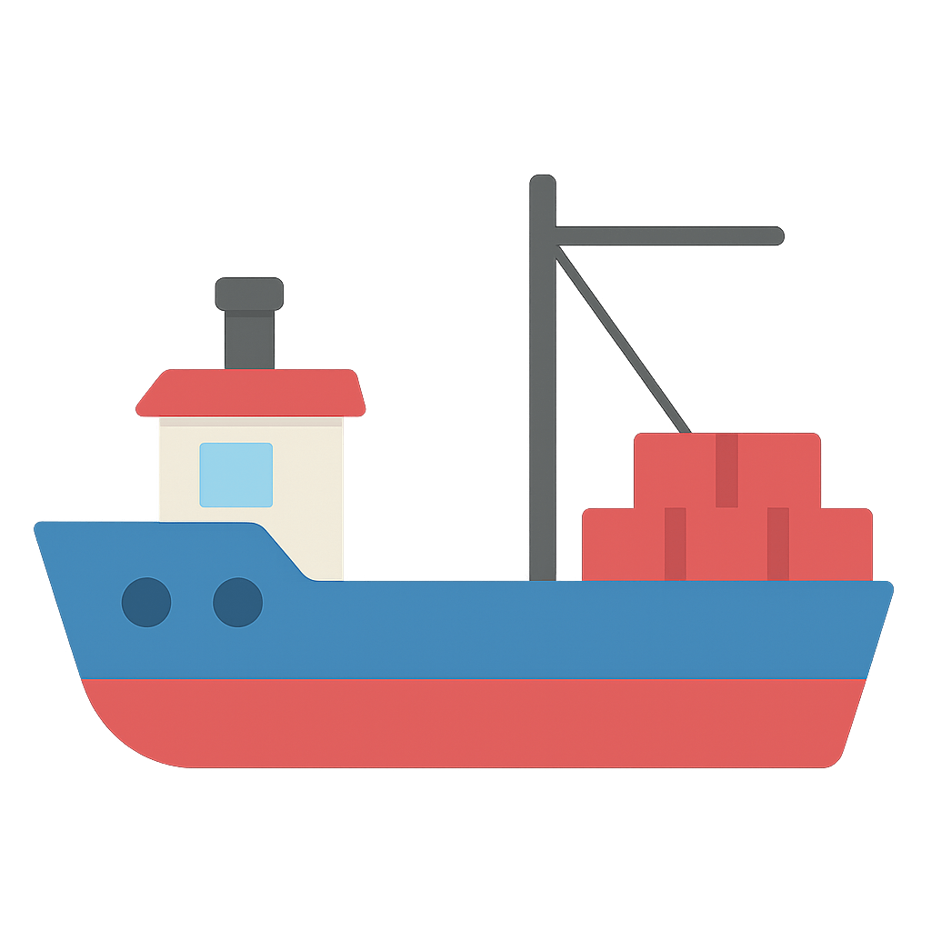 Red Blue Container Cargo Ship Transparent Background