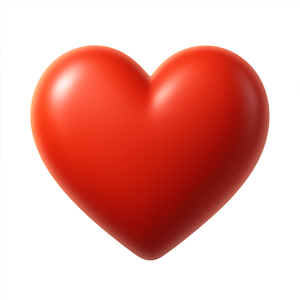Red Heart Shape on PNG Background Symbolizing Love and Emotions