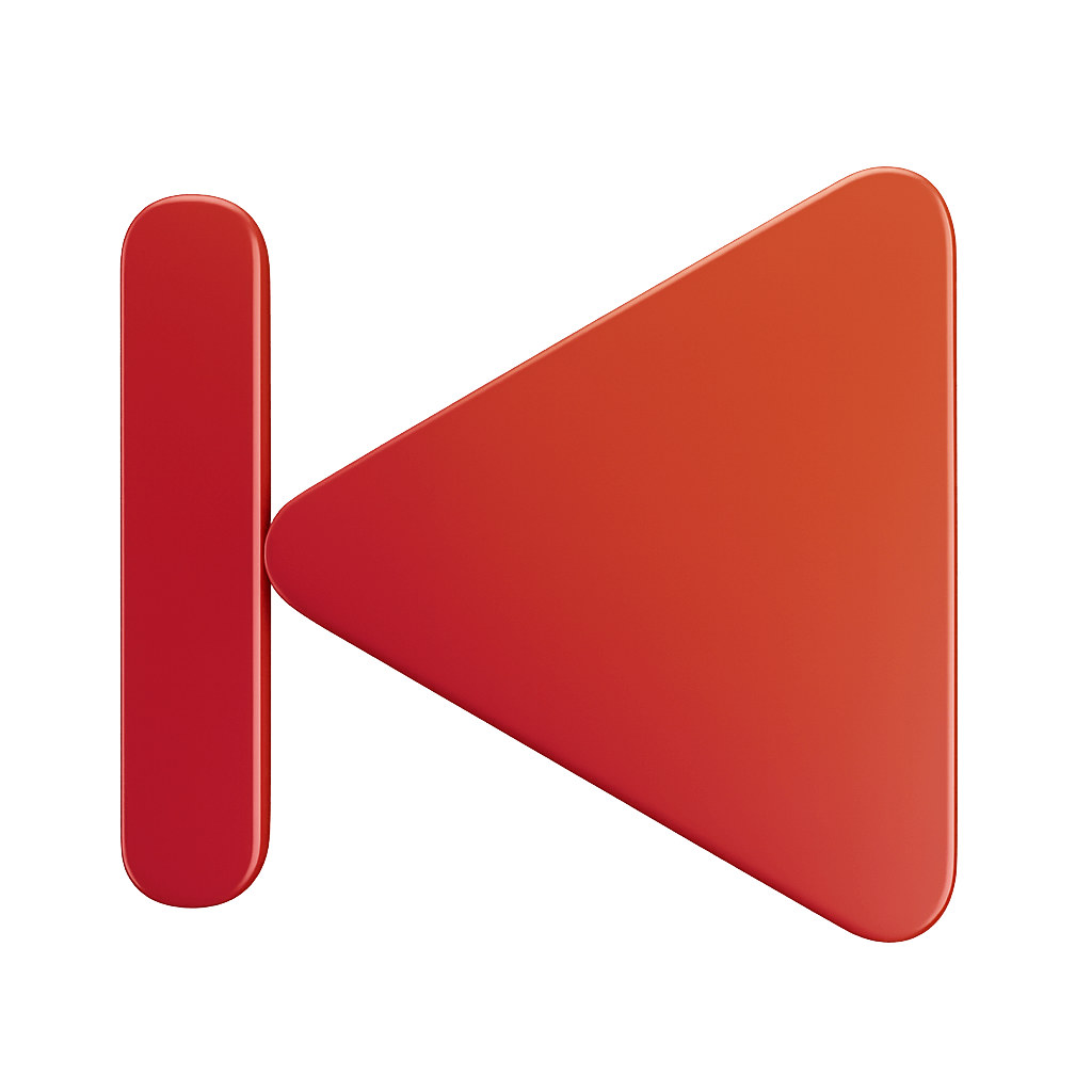 Red Rewind Button Icon Isolated on Solid Transparent Background