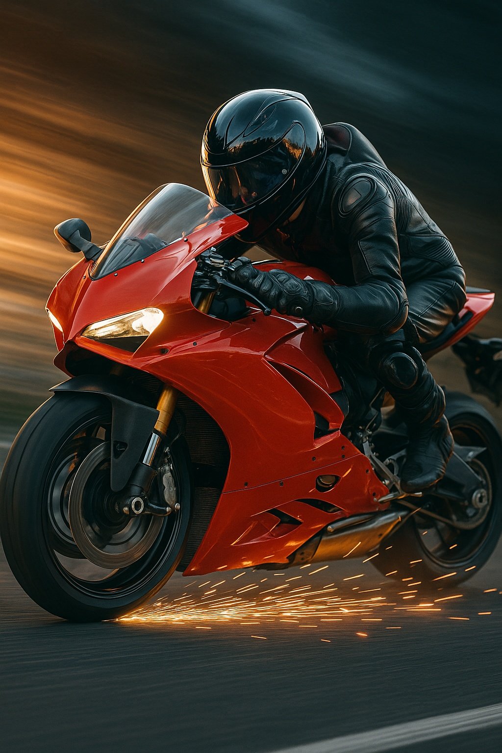 Red Sport Motorcycle Sparks Action Mobile Wallpaper