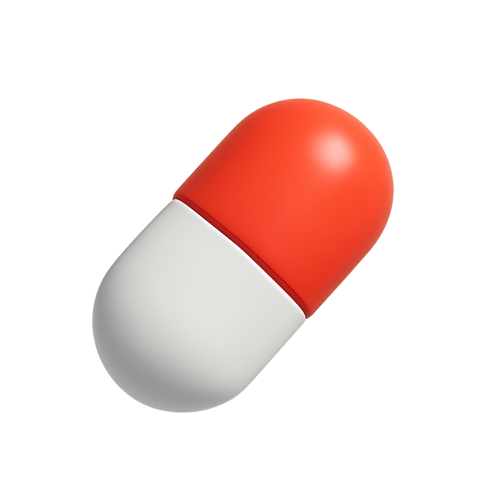 Red White 3D Pill Capsule Medicine