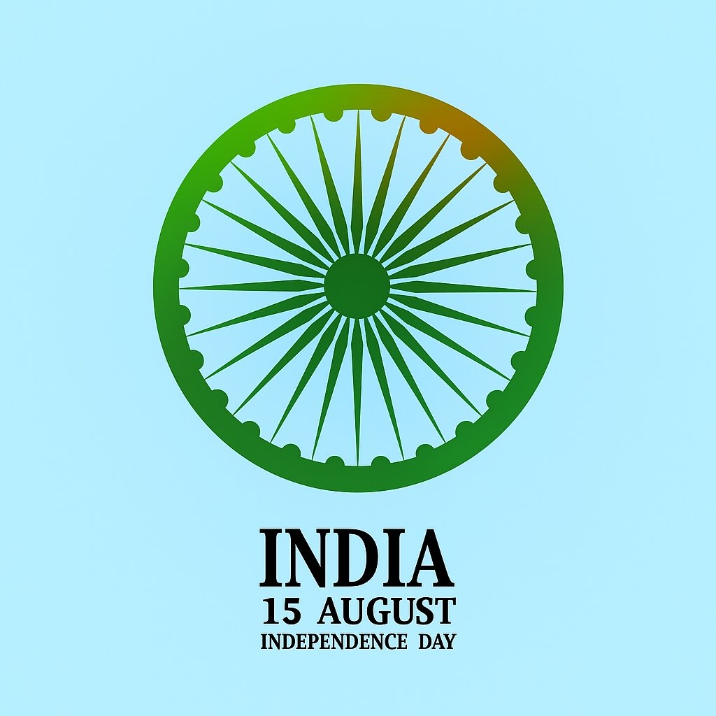Representation of Indian Independence Day with Ashoka Chakra Icon