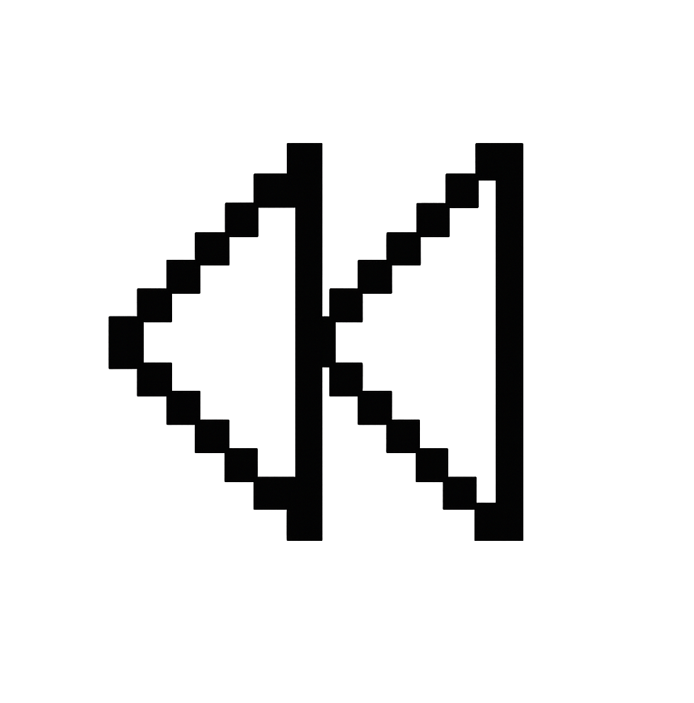 Retro Black Pixel Art Rewind Arrow
