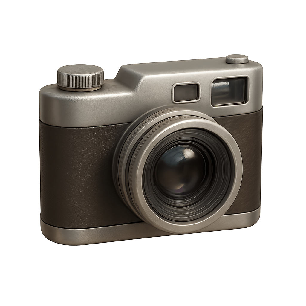 Retro-Style Metallic Camera Against Transparent Background Depicting Vintage Photography Equipment