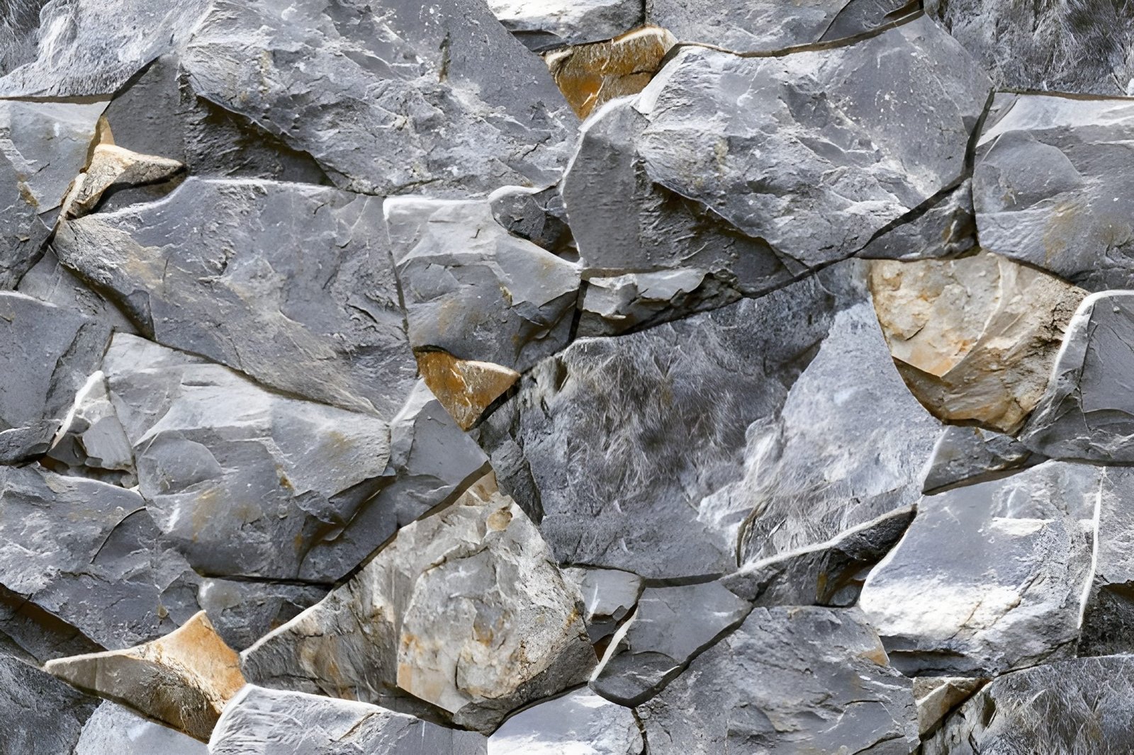 Rough Gray Stone Wall With Jagged Rocks And Natural Texture For Architectural Backdrop