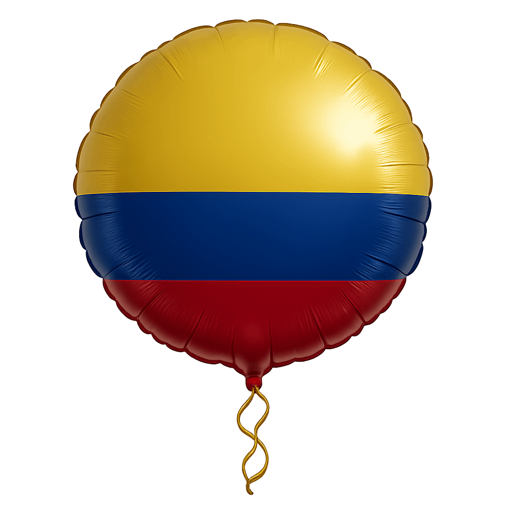Round Balloon Colombian Flag, Transparent Background.