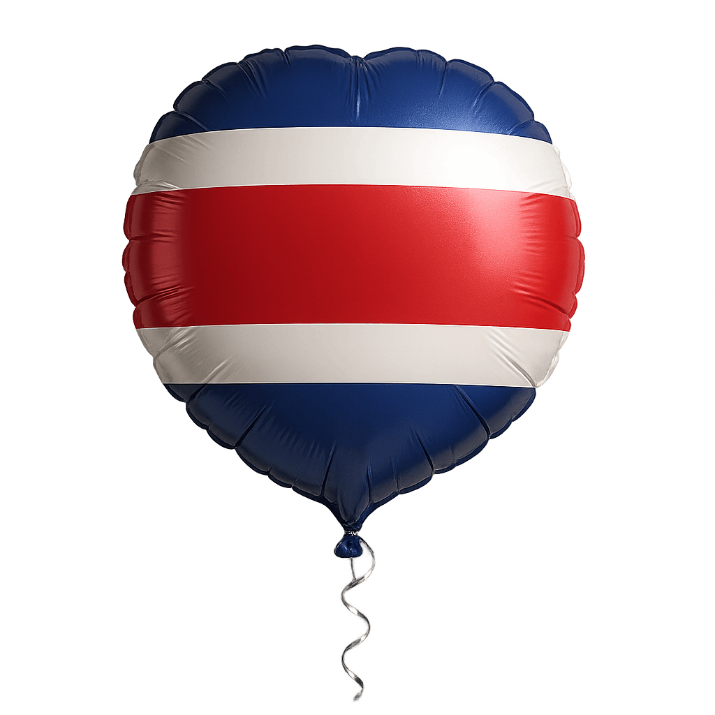 Round Balloon Costa Rica Flag, Transparent Background.