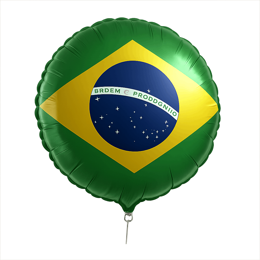 Round Brazil Flag Balloon Transparent Background