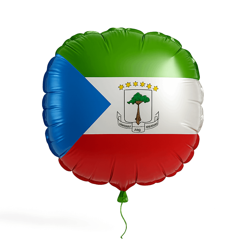 Round Equatorial Guinea Flag Balloon Transparent Background