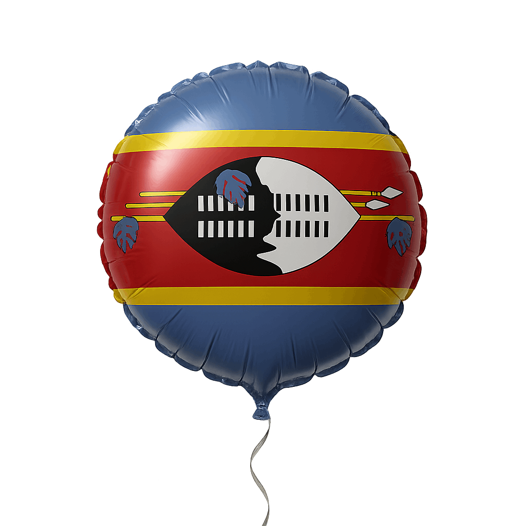 Round Eswatini Flag Balloon Mylar Transparent Background