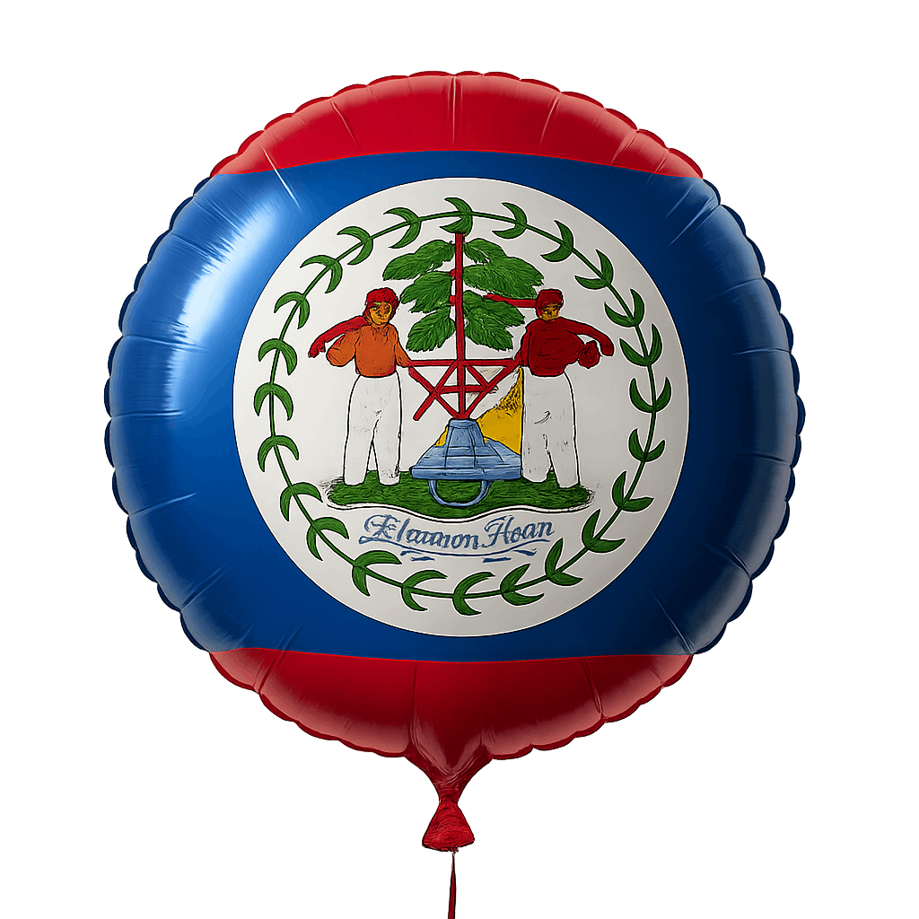 Round Foil Belize Flag Balloon Transparent Background