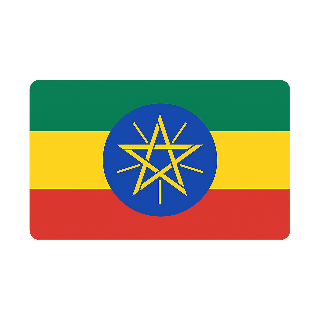 Rounded Corner Ethiopia Flag Icon Transparent Background