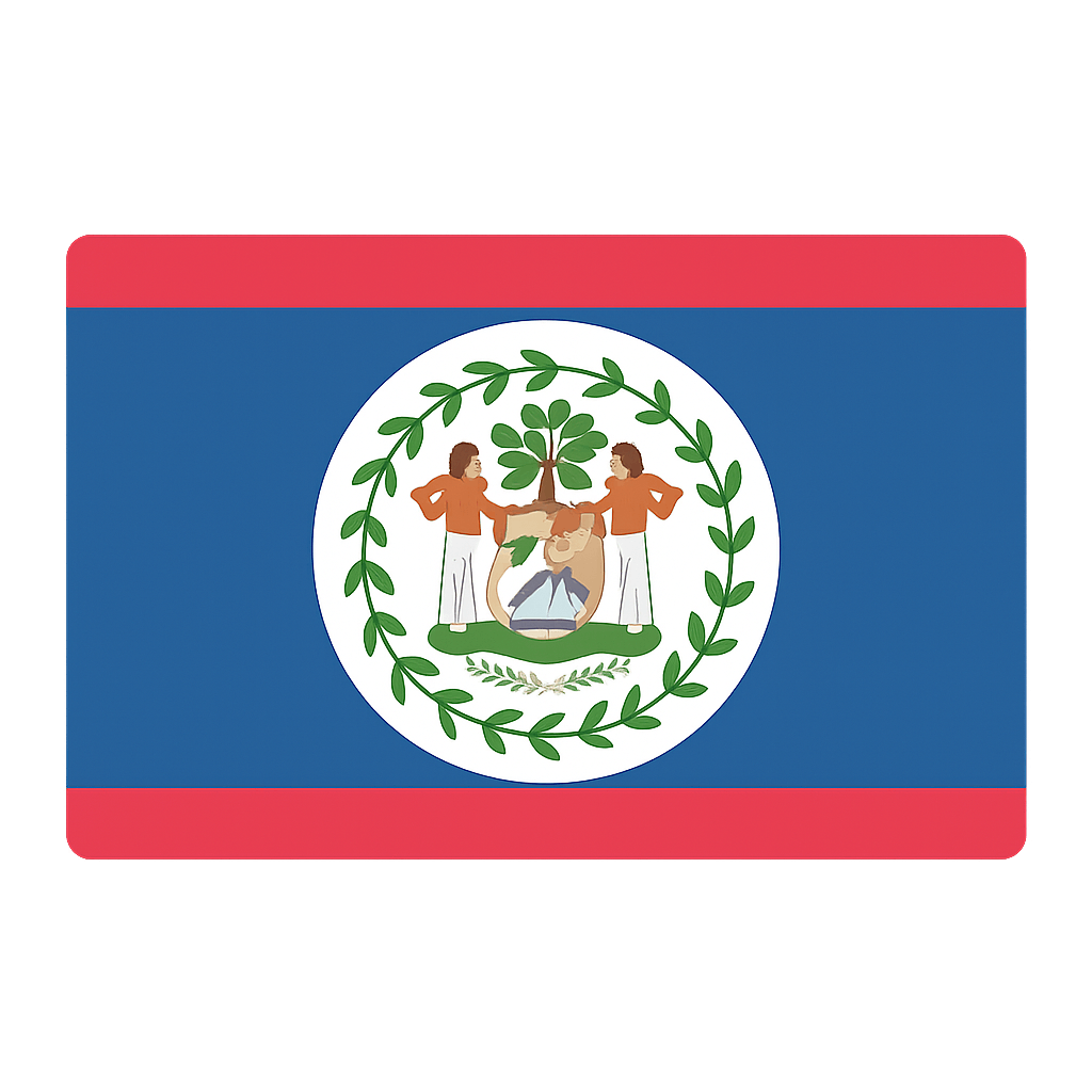 Rounded Rectangle Belize Flag Transparent Background