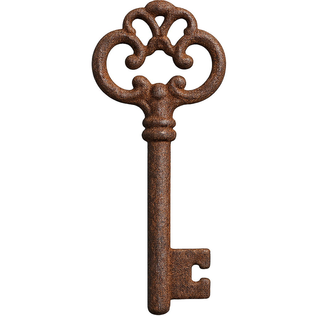 Rusted Ornate Vintage Skeleton Key Isolated