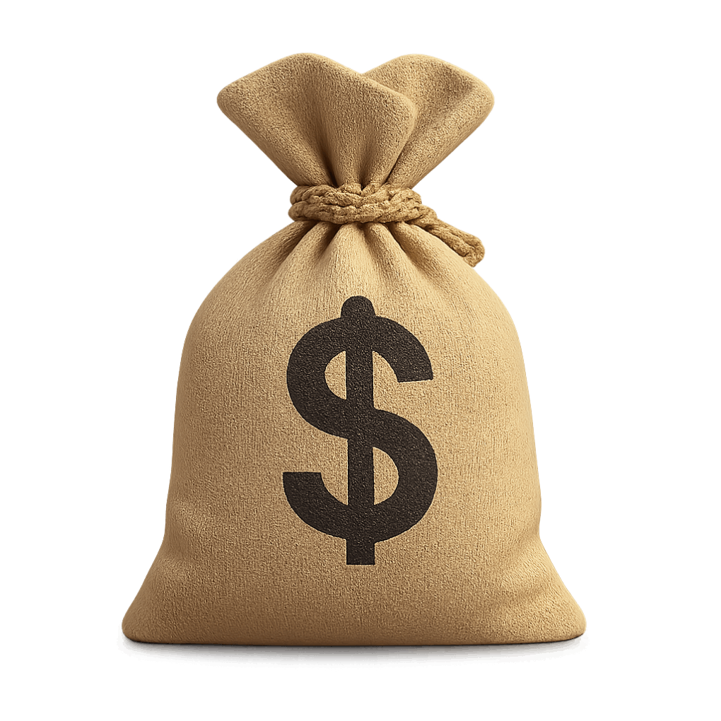 Rustic Burlap Sack With Dollar Symbol