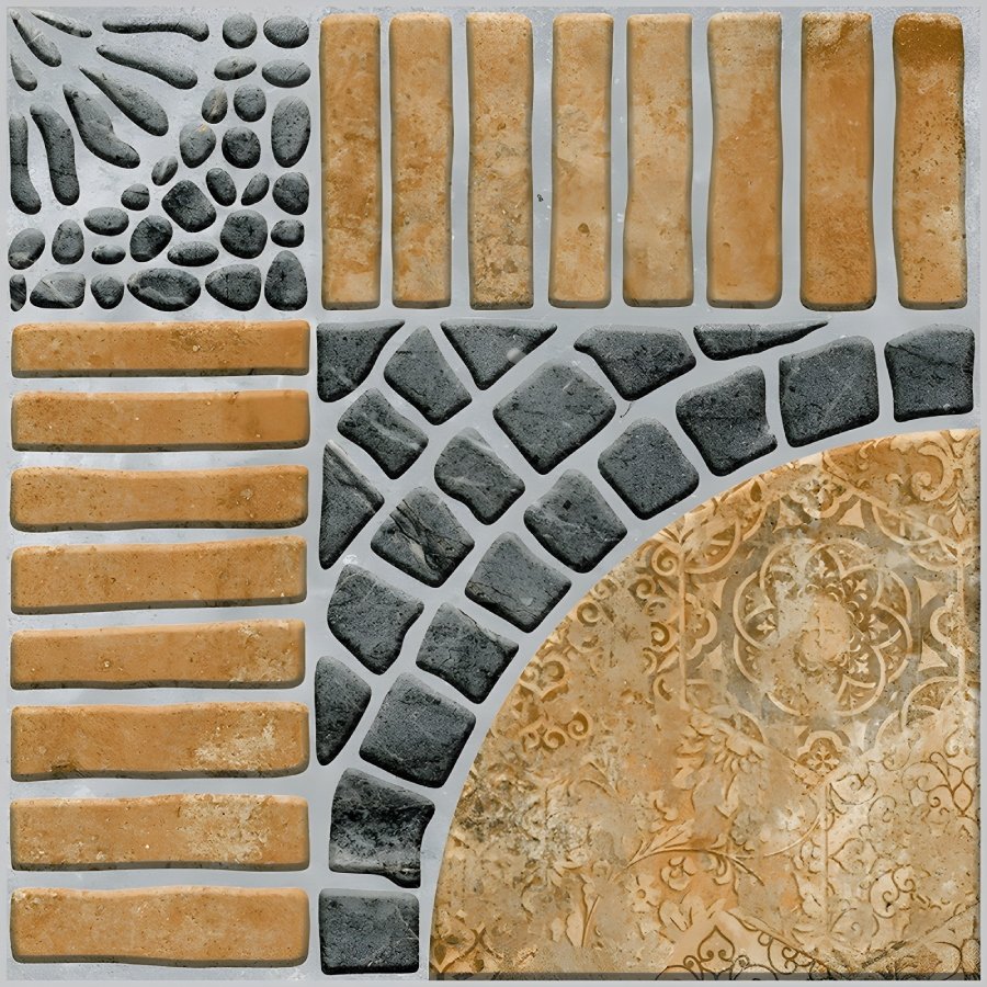 Rustic Multi-Pattern Outdoor Parking Floor Tile