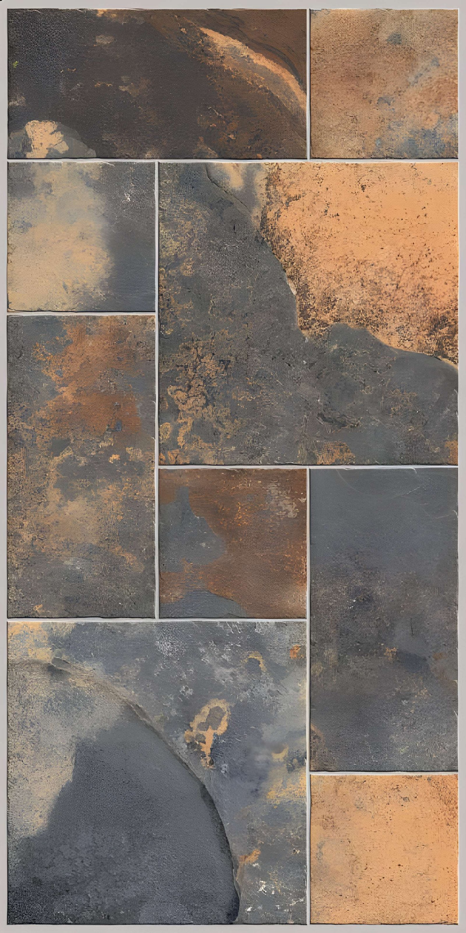 Rustic Slate-Look Mixed Tile Layout