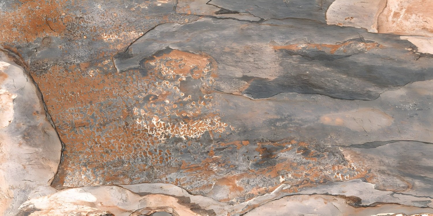 Rustic Slate Stone Texture with Ochre and Gray