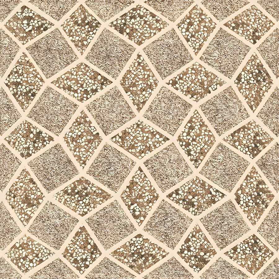 Rustic Stone Pebble Diamond Pattern Tile
