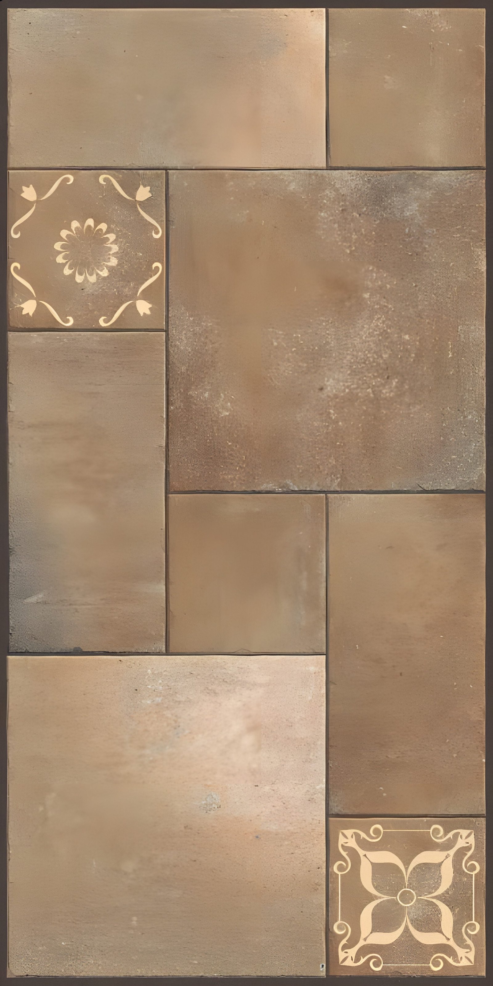 Rustic Terracotta-Look Mixed Pattern Tile Layout