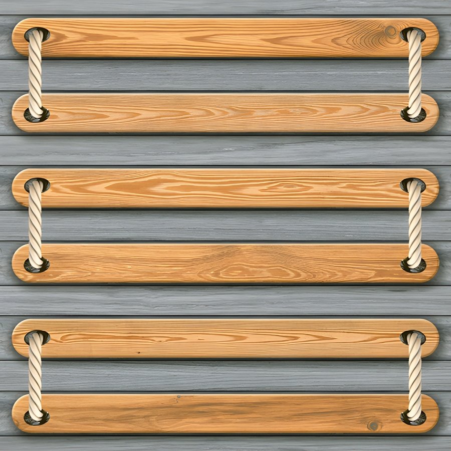 Rustic Wood Planks with Rope Hangers