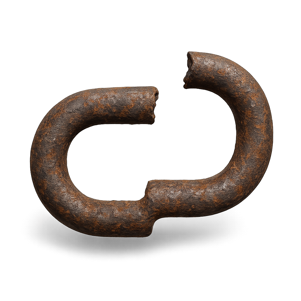 Rusty Iron Shackle Ring, Broken and Weathered, Symbolizing Freedom and History in Metalwork