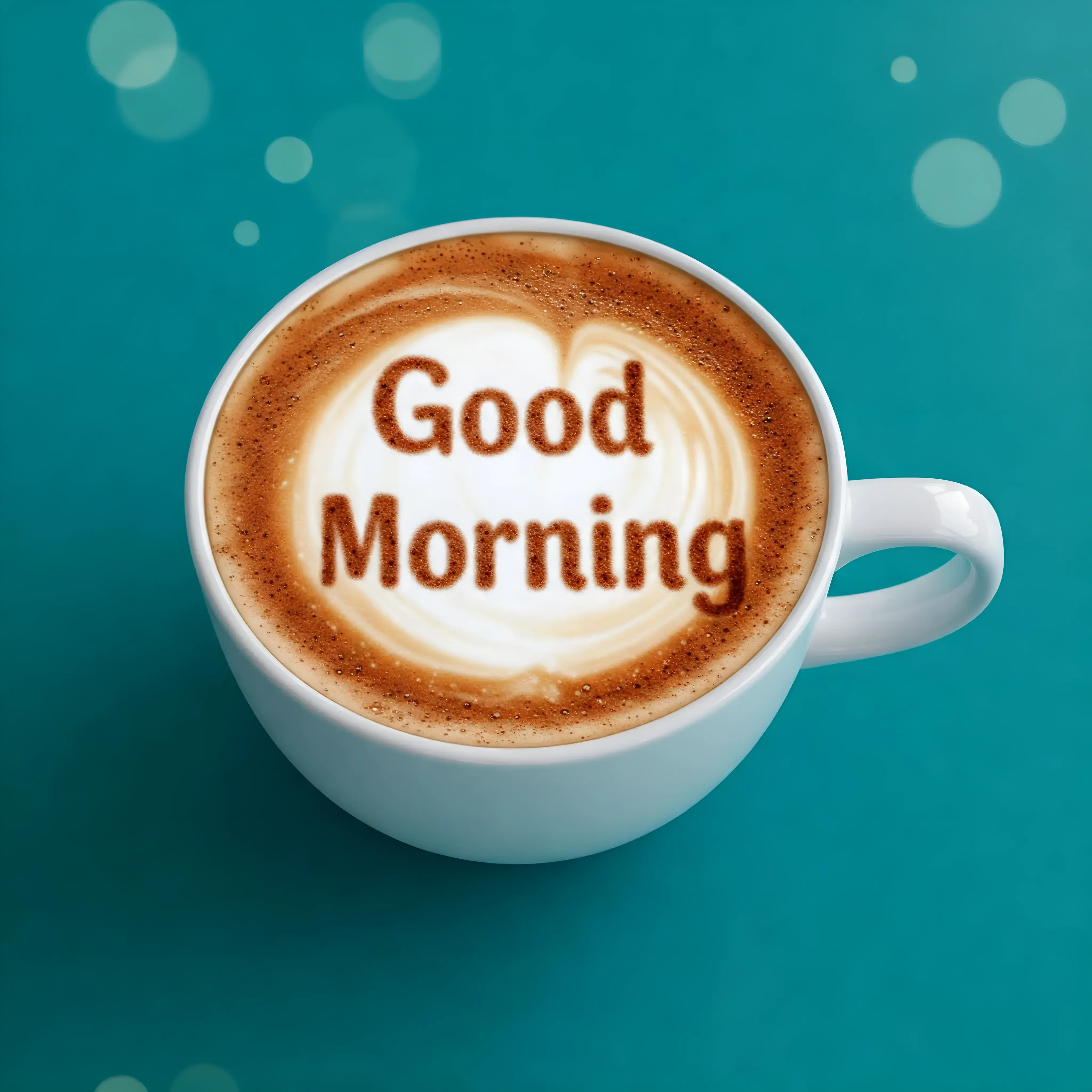 Morning Coffee Cup with Latte Art and Good Morning Message Design