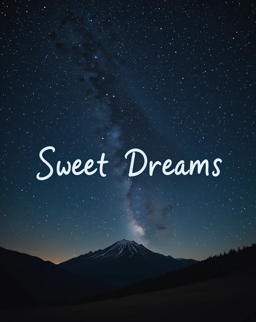 Scenic Night Sky With Milky Way Above Mountain and Forest