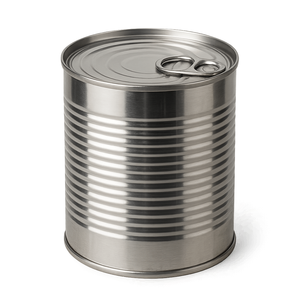 Sealed Ribbed Silver Metal Food Can