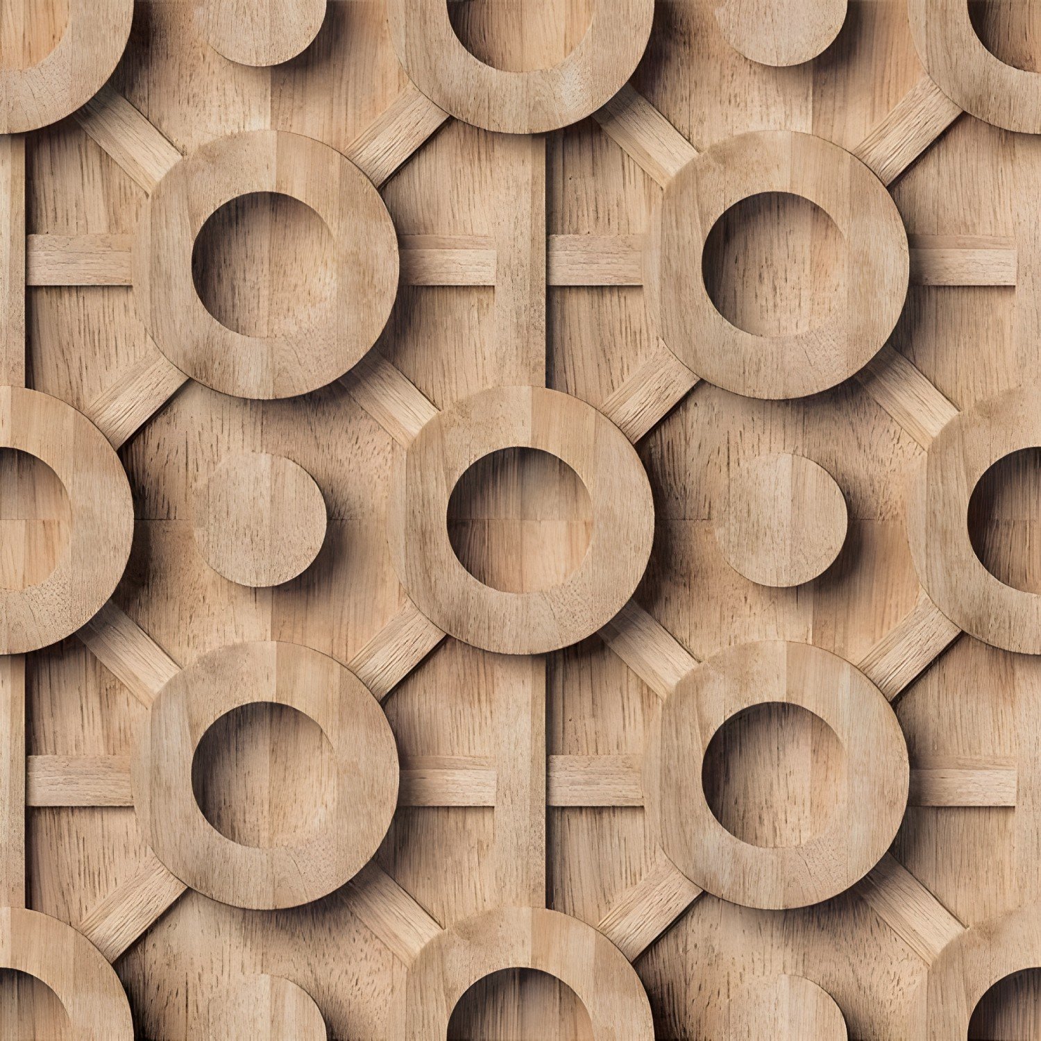 Seamless 3D Wood Rings Lattice Pattern