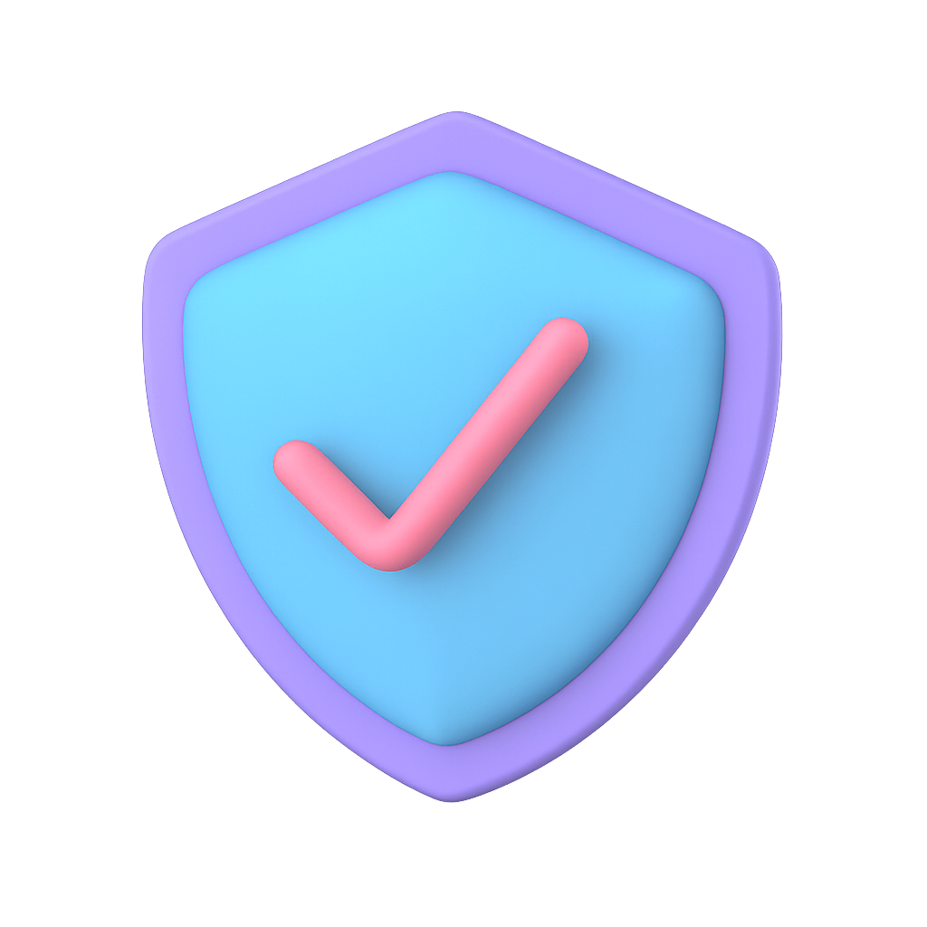 Secure Shield Check Mark 3D Icon
