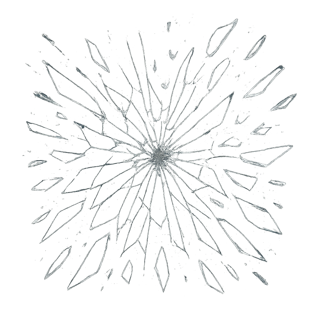 Shattered Glass Radial Burst Pattern Creates Starburst Effect On Transparent Background Abstract Texture Of Shards
