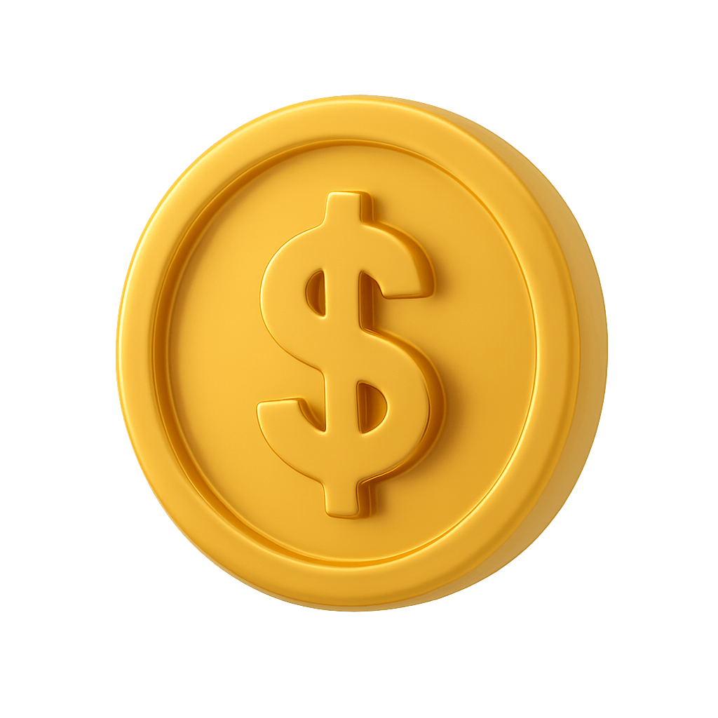 Shiny 3D Gold Dollar Coin Icon