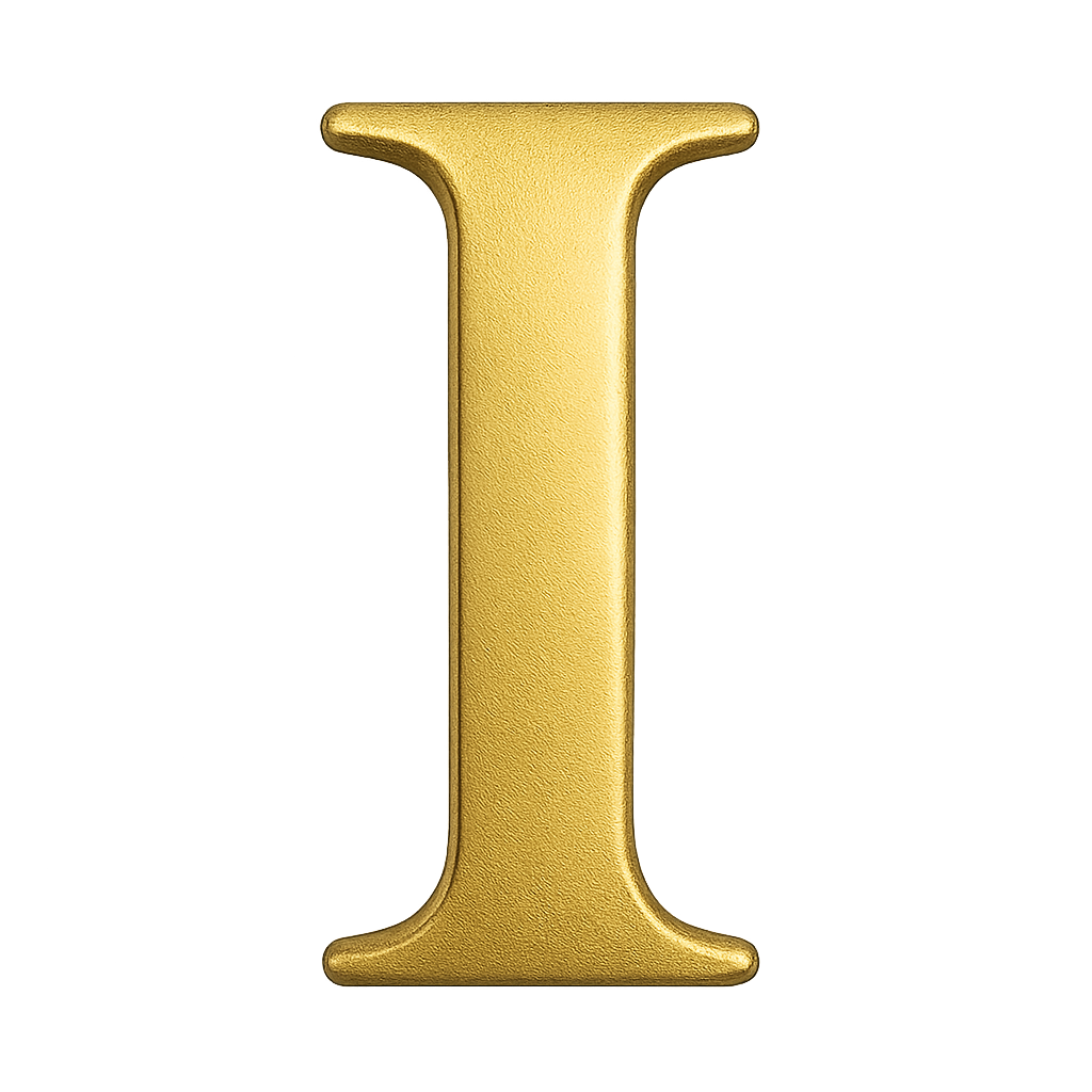 Shiny Golden Textured 3D Letter I